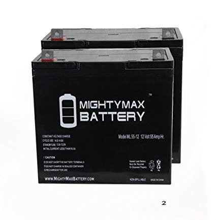 12V 55Ah INVACARE PRONTO M50 M6 M71 M91 M94 R2 R51 LX Battery - 2 Pack - Mighty Max Battery brand product