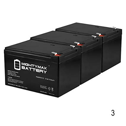 ML15-12 12V 15AH F2 Ebike Electric Scooter Battery E-Bike Boreem - 3 Pack - Mighty Max Battery brand product