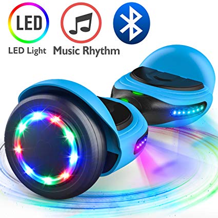 TOMOLOO Music-Rhythmed LED Hoverboard for Kids and Adult Two-wheel Self-balancing Scooter- UL2272 Certificated with Bluetooth Speaker- colorful RGB light