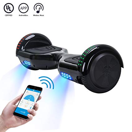 CXM2018 App Enabled Self Balancing Hoverboards with Bluetooth Speaker,LED Light and Carrying Case,Two Wheel Smart Electric Scooter,Available on iPhone & Android for Kids and Adults