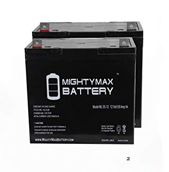 12V 55Ah Shoprider 6Runner 14 Power Chair Scooter Battery - 2 Pack - Mighty Max Battery brand product