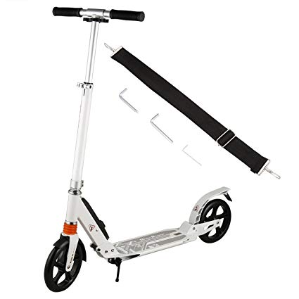 Adult Kick Scooter for Teenagers with Rear Brake & Tail Light & Height Adjustable & 1 Seconds Folding & Lightweight & 220 lbs Weight Capacity (US Stock)
