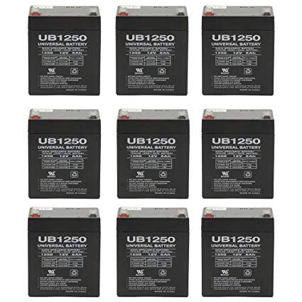 12V 5AH UPS Battery Replaces Vision CP1250, CP 1250 - 9 Pack